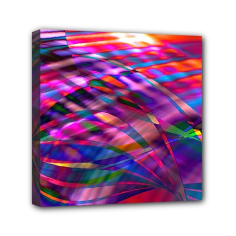 Wave Lines Pattern Abstract Mini Canvas 6  X 6  (stretched) by anzea