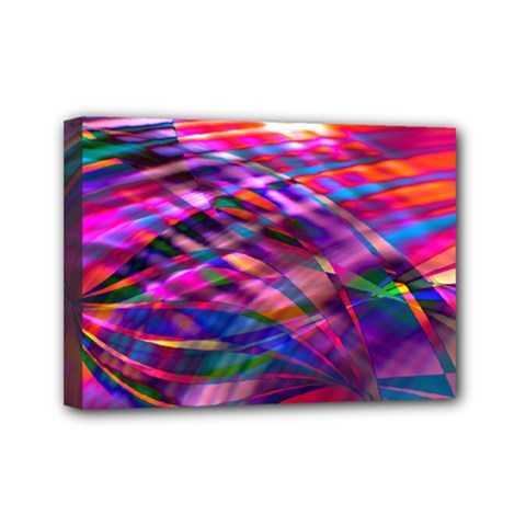 Wave Lines Pattern Abstract Mini Canvas 7  X 5  (stretched) by anzea