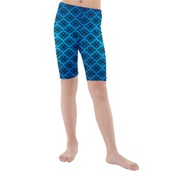 Pattern Texture Geometric Blue Kids  Mid Length Swim Shorts by anzea