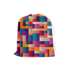 Abstract Geometry Blocks Drawstring Pouch (large) by anzea