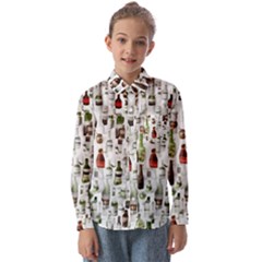 Bottle Chic Print Patterns Kids  Long Sleeve Shirt by BellaVistaTshirt02