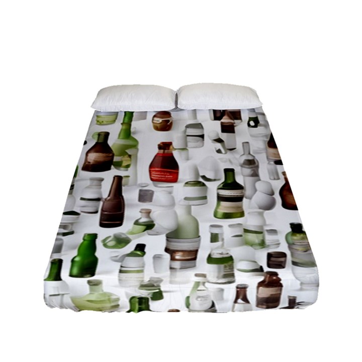 Bottle Chic Print Patterns Fitted Sheet (Full/ Double Size)