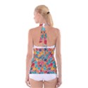 floral and leaves pattern Boyleg Halter Swimsuit  View2