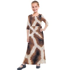 Giraffe Skin Texture Kids  Quarter Sleeve Maxi Dress by kyorashop23