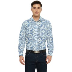 Soft Blue Koru Men s Long Sleeve Pocket Shirt  by Bhartitaylordesigns