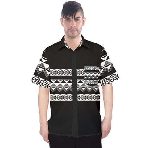 Black And White Tukutuku Men s Hawaii Shirt by Bhartitaylordesigns