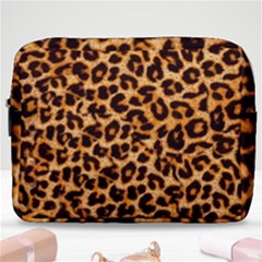 Leopard Skin Texture Macro, Brown Make Up Pouch (large) by kyorashop23