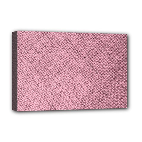 Pink Fabric Texture, Knitted Pink Texture, Deluxe Canvas 18  X 12  (stretched) by kyorashop23