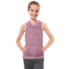 Pink Fabric Texture, Knitted Pink Texture, Kids  Sleeveless Hoodie by kyorashop23