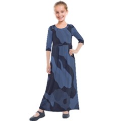 Purple Camo Kids  Quarter Sleeve Maxi Dress by kyorashop23