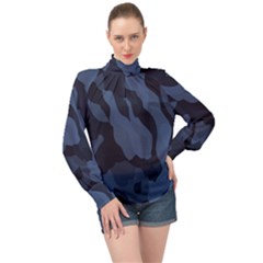 Purple Camo High Neck Long Sleeve Chiffon Top by kyorashop23