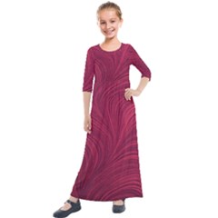 Purple Fabric Texture, Fabric Backgrounds With Lines Kids  Quarter Sleeve Maxi Dress by kyorashop23