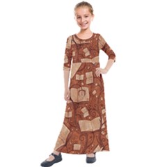 Retro Education Texture, Creative Education Background Kids  Quarter Sleeve Maxi Dress by kyorashop23