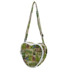 Garden Sanctuary Photo Collage Print Heart Shoulder Bag by dflcprintsclothing