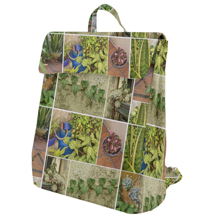 Garden Sanctuary Photo Collage Print Flap Top Backpack