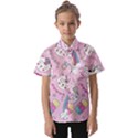 Beautiful Cute Animals Pattern Pink Kids  Short Sleeve Shirt View1