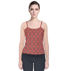 Illustrations Ajrak Abstract Design Pattern Velvet Spaghetti Strap Top by Apenda