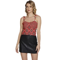 Illustrations Ajrak Abstract Design Pattern Flowy Camisole Tie Up Top by Apenda