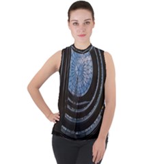 Building Ceiling Structure Dome Mock Neck Chiffon Sleeveless Top by Apenda