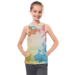 Background Pastel Geometric Lines Kids  Sleeveless Hoodie by anzea