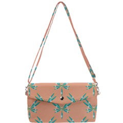 Turquoise Dragonfly Insect Paper Removable Strap Clutch Bag by anzea