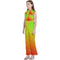 Orange Green Gradient Hunter Kids  Sleeveless Ruffle Edge Band Collar Chiffon One Piece View2