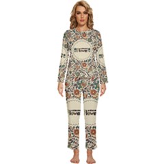 Seamless Pattern With Flower Birds Womens  Long Sleeve Lightweight Pajamas Set by Bedest