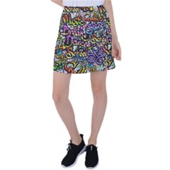 Graffiti Word Seamless Pattern Tennis Skirt by Bedest