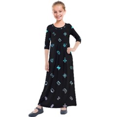 Noice, Dark, Gamer, Games, Gaming, Logo Kids  Quarter Sleeve Maxi Dress by kyorashop23