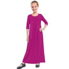 Purple Lego Texture Macro, Purple Dots Background Kids  Quarter Sleeve Maxi Dress by kyorashop23