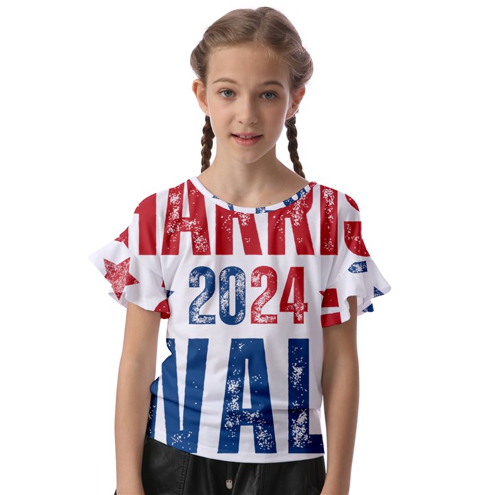 Kamala Harris 2024 Walz Kids  Cut Out Flutter Sleeves