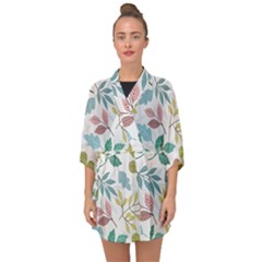 Leaf Seamless Pattern  Half Sleeve Chiffon Kimono by Safari