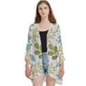 Leaf seamless pattern  Open Front 3/4 Sleeve Batwing Chiffon Cardigan Kimono View1