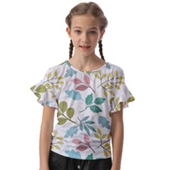 Leaf Seamless Pattern  Kids  Cut Out Flutter Sleeves by Safari