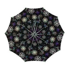 Shiny Winter Snowflake Abstract Christmas Cold Crystal December Automatic Folding Umbrella With Case (large) by Bedest