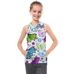 Butterflies, Abstract, Background, Colorful Kids  Sleeveless Hoodie by kyorashop23