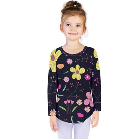 Foliage Pattern, Adorable Beautiful Kids  Long Sleeve T-shirt by kyorashop23