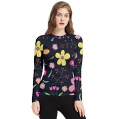 Foliage Pattern, Adorable Beautiful Women s Long Sleeve Rash Guard by kyorashop23