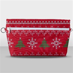 Red Christmas Pattern Xmas Decorations, Christmas Knitted Texture Handbag Organizer by kyorashop23