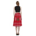 Red Christmas Pattern Xmas Decorations, Christmas Knitted Texture A-Line Full Circle Midi Skirt With Pocket View4