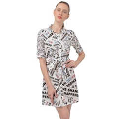 Embrace The Magic Inspirational Phrase Pattern Belted Shirt Dress by dflcprintsclothing