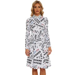 Embrace The Magic Inspirational Phrase Pattern Long Sleeve Shirt Collar A-line Dress by dflcprintsclothing