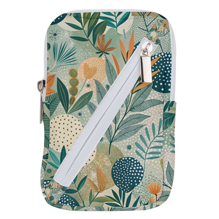 Leaves Pattern Flora Belt Pouch Bag (Large)