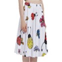 Seamless Pattern Nature Flowers A-Line Full Circle Midi Skirt With Pocket View3