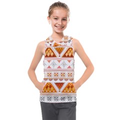 Bright Aztec Ethnic Seamless Pattern Kids  Sleeveless Hoodie by Bedest