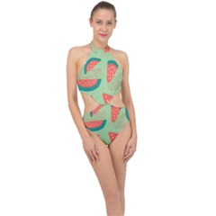 Watermelon Dots Summer Pattern Halter Side Cut Swimsuit by Bedest