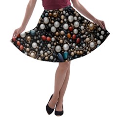 Pearls And Stones A-line Skater Skirt by dedoma