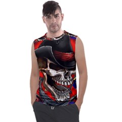 Confederate Flag Usa America United States Csa Civil War Rebel Dixie Military Poster Skull Men s Regular Tank Top by Ket1n9