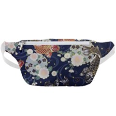 Japanese Wave Koi Illustration Pattern Waist Bag  by Ndabl3x