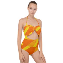 Pattern Abstract Triangle Simple Scallop Top Cut Out Swimsuit by Bedest